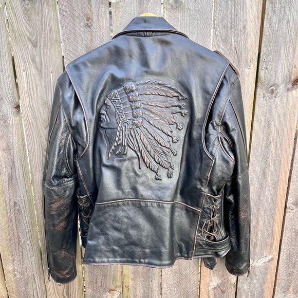 *UNIK | Biker Motorcycle Riding Leather Dark Brown Jacket Size 44 - Picture 11 of 16
